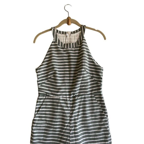 Women’s striped 100% cotton, fully lined green and white jumpsuit s/small - Picture 3 of 5